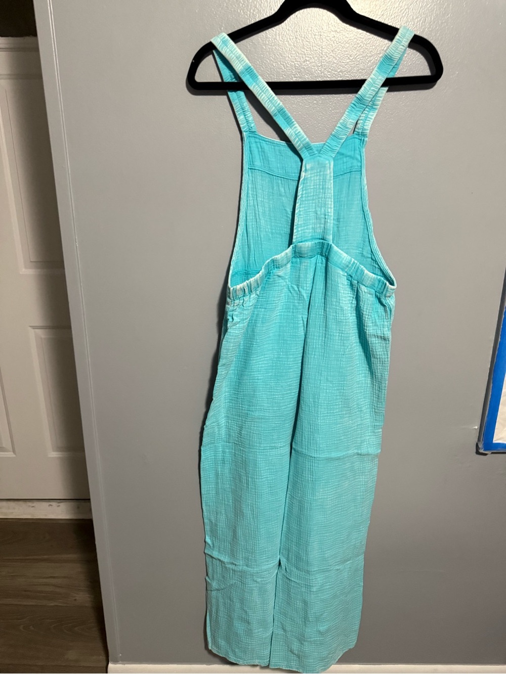 Zenana Mint Sky Cotton Gauze Wide-Leg Jumpsuit - Picture 3 of 4